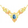10K Black Hills Gold Leaves Necklace with Blue CZ