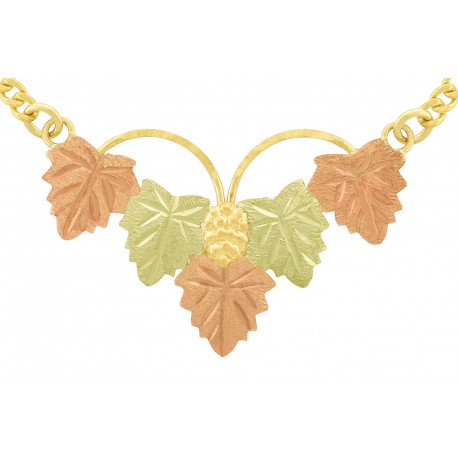 10K Black Hills Gold Leaves Necklace with Grape