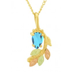 10K Black Hills Gold Necklace with Genuine Blue Topaz