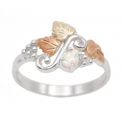 Black Hills Gold Sterling Silver Ladies Ring w Synthetic Opal