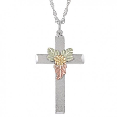 IN STOCK***BLACK HILLS GOLD SILVER LADIES INSPIRATIONAL CROSS PENDANT NECKLACE***IN STOCK