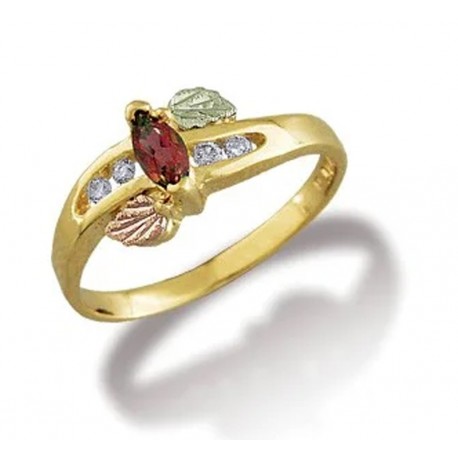 Landstrom's® 10K Black Hills Gold Ring with Diamond and Garnet