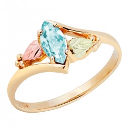 10K Black Hills Gold Ladies Ring with Aquamarine by Landstrom's®