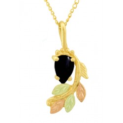 10K Black Hills Gold Necklace with Black Onyx