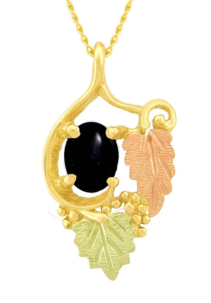 Solid 10K Yellow Gold popular Black Onyx Black Hills Gold Pendant 18