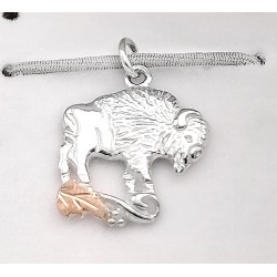 Black Hills Gold on Sterling Silver Buffalo Charm