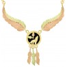 10K Black Hills Gold Wolf and Feather Necklace