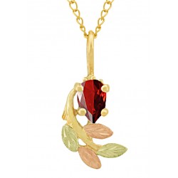 10K Black Hills Gold Small Pendant with Pear Shaped Garnet