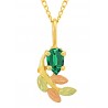 10K Black Hills Gold Small Pendant with Pear Emerald Color CZ