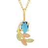 10K Black Hills Gold Small Pendant with Pear Blue Topaz