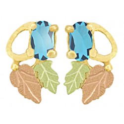 Small 10K Black Hills Gold Earrings with Blue Topaz