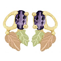 Small 10K Black Hills Gold Earrings with Amethyst Color CZ