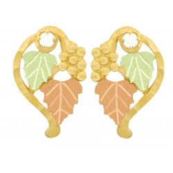 10K Black Hills Gold Earrings with Diamond & Grape Cluster