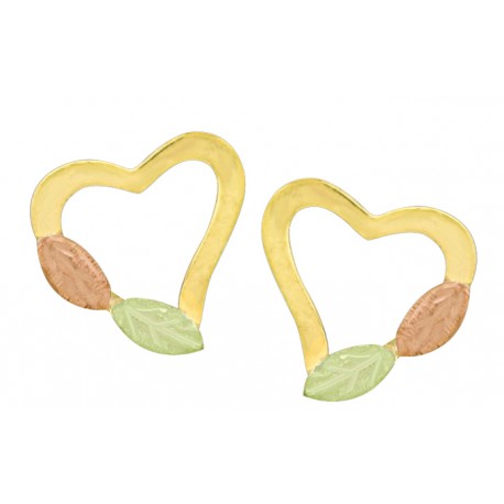 10K Black Hills Gold Mini Heart Earrings