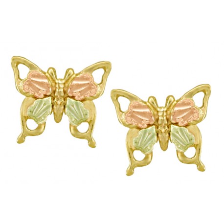 Small 10K Black Hills Gold Butterfly Earrings
