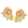 10K Black Hills Gold Diamond Rose Earrings