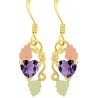 10K Black Hills Gold Dangle Earrings with Amethyst Color CZ