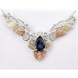 Black Hills Gold Sterling Silver Necklace with Blue Topaz