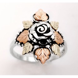 Black Hills Gold Sterling Silver Ladies Rose Ring