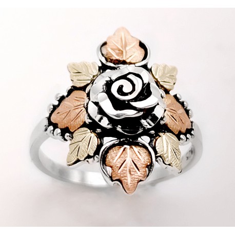 Black Hills Gold Sterling Silver Ladies Rose Ring