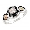 Black Hills Gold Sterling Silver Ladies Ring w 4MM Cubic Zirconium