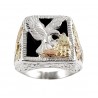 Black Hills Gold Sterling Silver Eagle Ring w Onyx