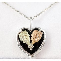 Black Hills Gold Sterling Silver Heart Pendant with Onyx