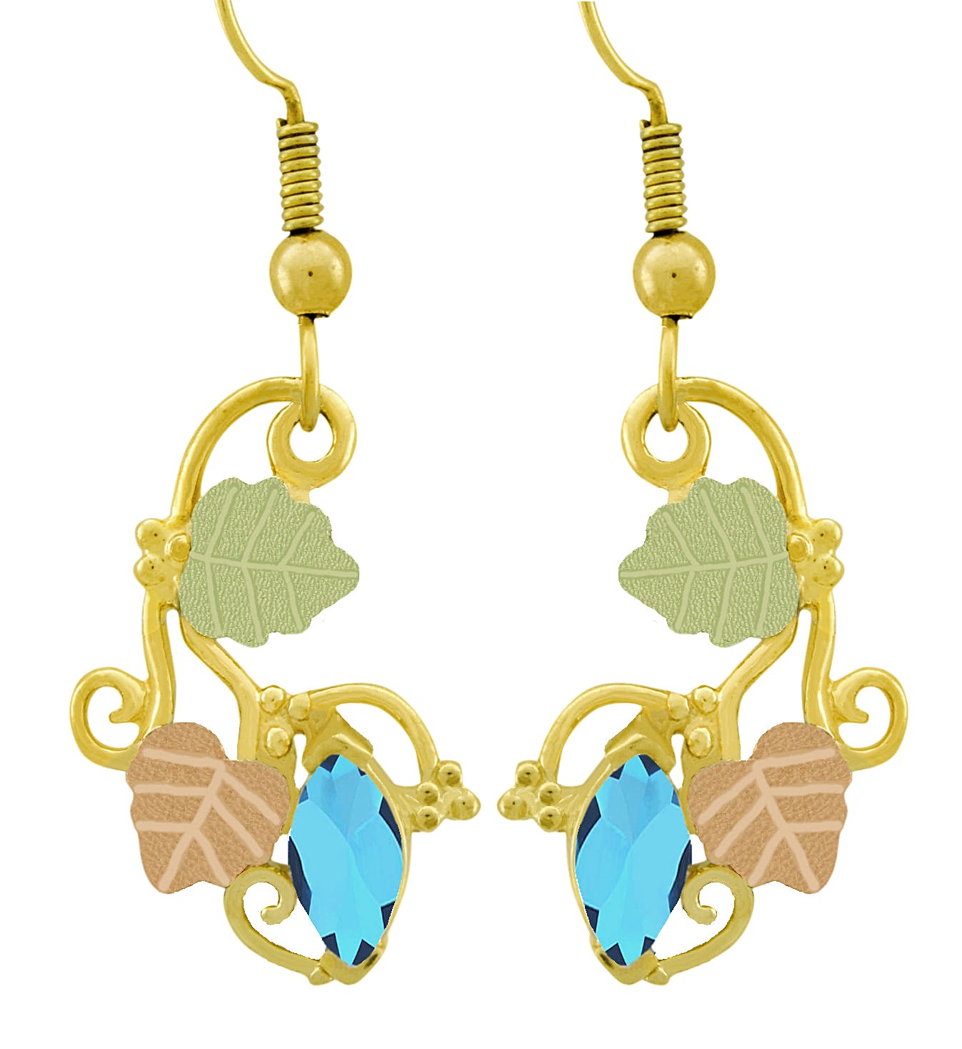 Blue Topaz and 10k Yellow Gold Dangle popular Earrings