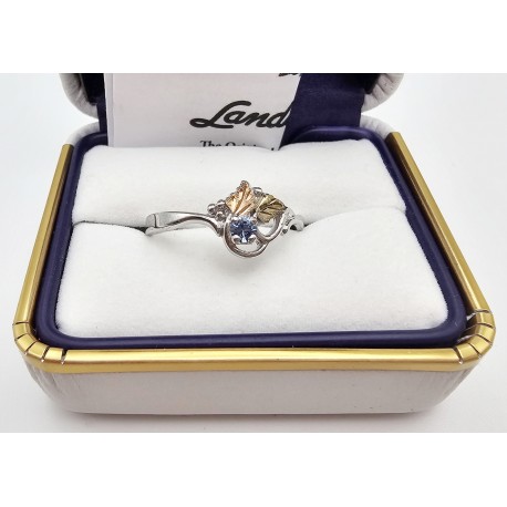 Size 10 Landstrom's Sterling Silver Ladies Ring w Blue Zircon