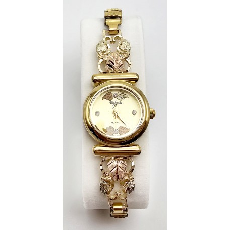 10K Black Hills Gold Ladies Watch with Grape and Leaves by Coleman