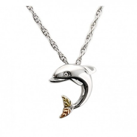 IN STOCK***BLACK HILLS GOLD STERLING SILVER DOLPHIN PENDANT NECKLACE*** IN STOCK