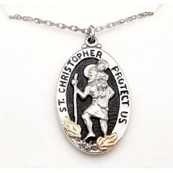 Mt Rushmore Black Hills Gold Sterling Silver ST. CHRISTOPHER Pendant