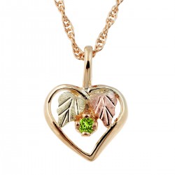 10K Black Hills Gold Heart Pendant w Emerald - Mini