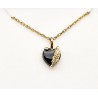 10K Black Hills Gold Heart Onyx Pendant by Mt. Rushmore