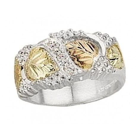 Size 8 Black Hills Gold Sterling Silver Ladies Band Ring w CZ
