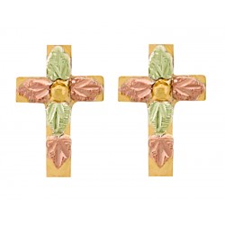 Small 10K Black Hills Gold Cross Earrings