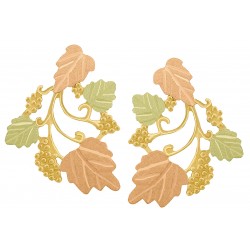 10K Black Hills Gold Leaves Earrings w Grape Cluster