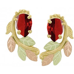 10K Black Hills Gold Earrings w Pear Shape Genuine Garnet