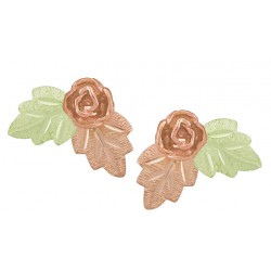 Charming 10K Black Hills Gold Rose Earrings with Leaves