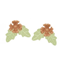 Mini 10K Black Hills Gold Flower Earrings with Leaves