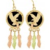 10K Black Hills Gold Eagle Earrings with Onyx