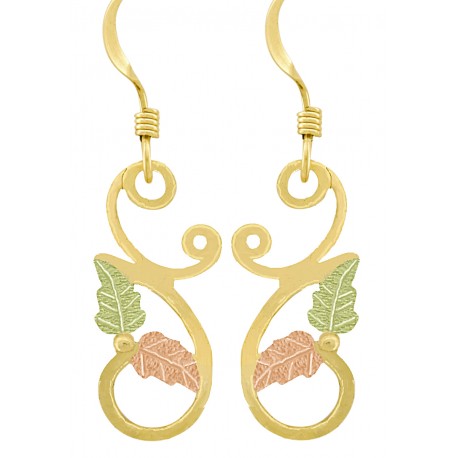 10K Black Hills Gold Dangle Earrings on Shepherd Hooks