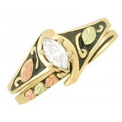 10K Black Hills Gold Ladies Ring with Marquise Diamond