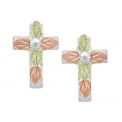 Black Hills Gold Sterling Silver Mini Cross Earrings