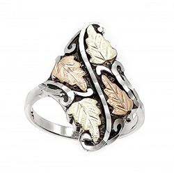 Black Hills Gold Sterling Silver Ladies Ring with Diamond Cut Edge