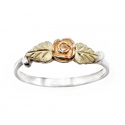 Size 6 Lovely Black Hills Gold Sterling Silver Ladies Ring w 10K Rose