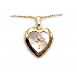 Black Hills Gold Mother of Pearl Heart Locket with 10K Cross