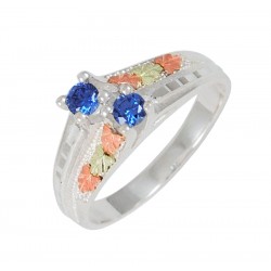 Double Indigo Cubic Zirconia Sterling Silver Ring
