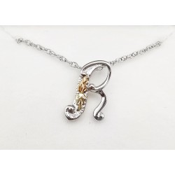 Black Hills Gold on Sterling Silver Initials Pendant - T
