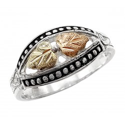 Black Hills Gold Sterling Silver Ladies Antiqued Ring